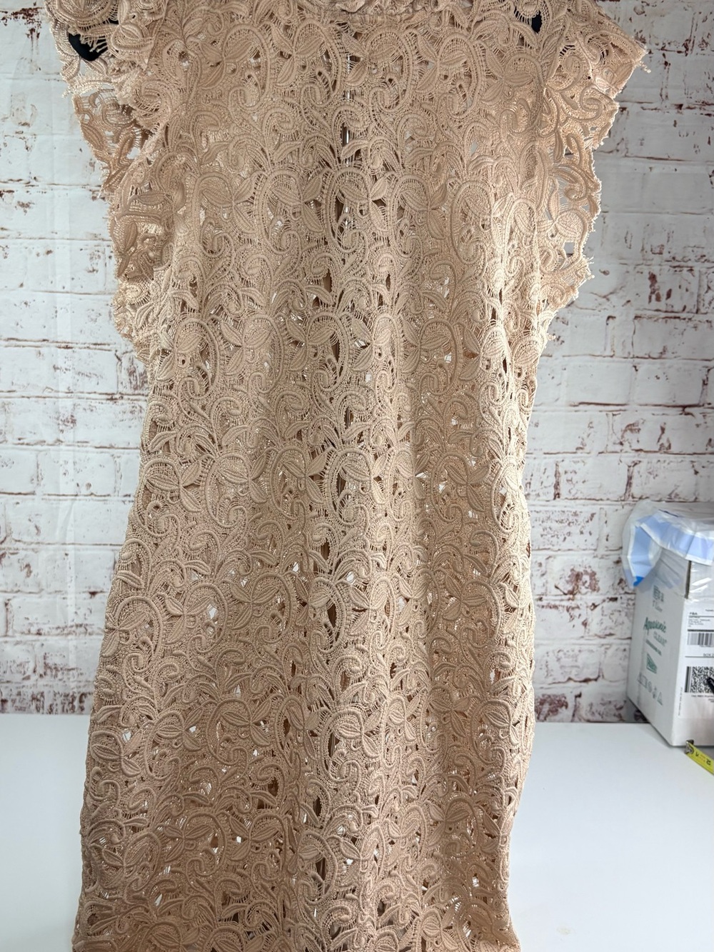 Zara Beige Crochet Midi Dress